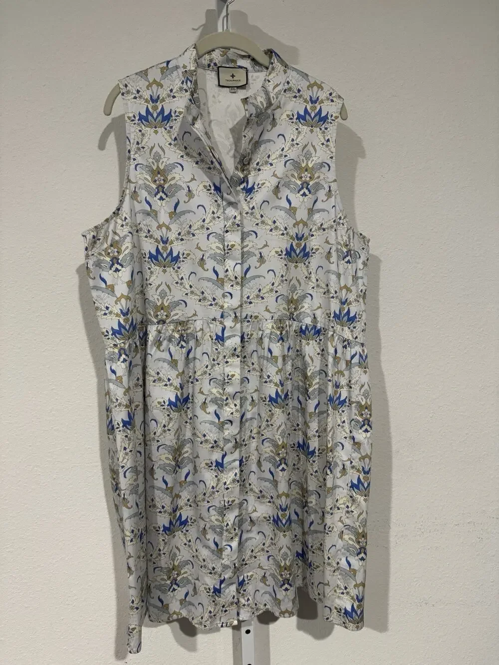 Tuckernuck Sleeveless Royal Shirt Dress Florentine Arabesque Sz XXL